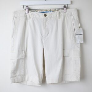 Tommy Bahama Coastal Key Cargo Shorts Mens 34 Cream Utility Cotton Blend Casual